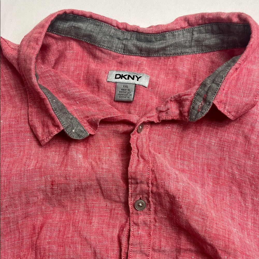 DKNY Men's Casual Red Button Down Shirt